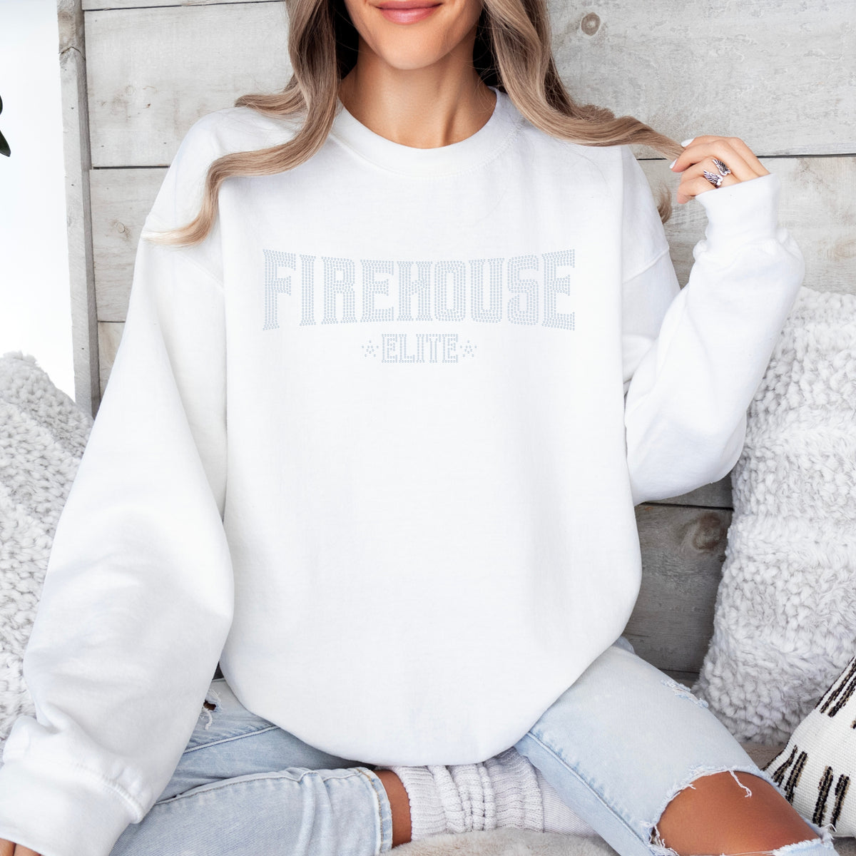FE Silver Rhinestone Logo Crewneck