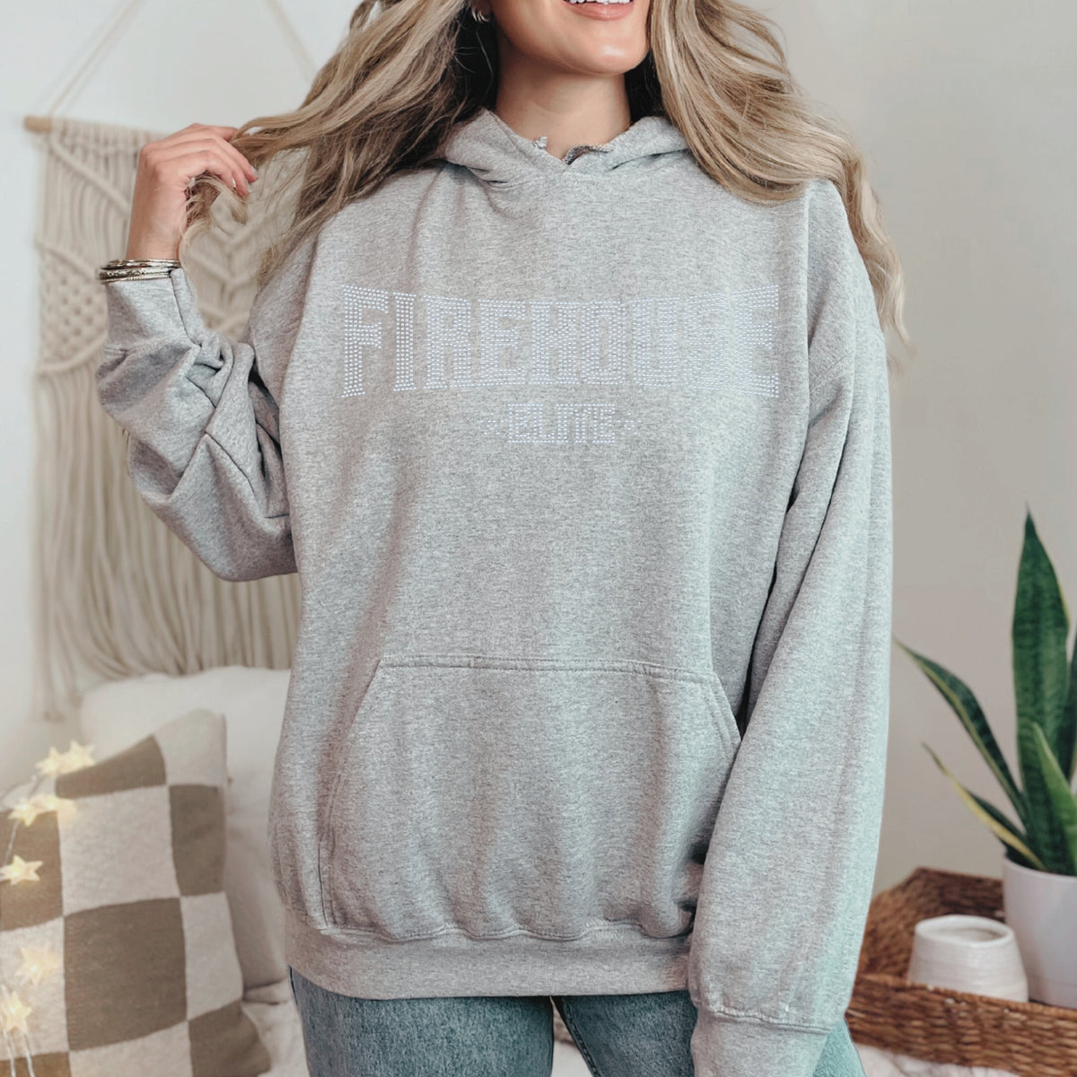 FE Silver Rhinestone Logo Hooded Sweatshirt