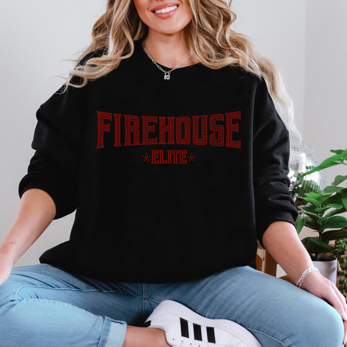 FE Red Rhinestone Logo Crewneck
