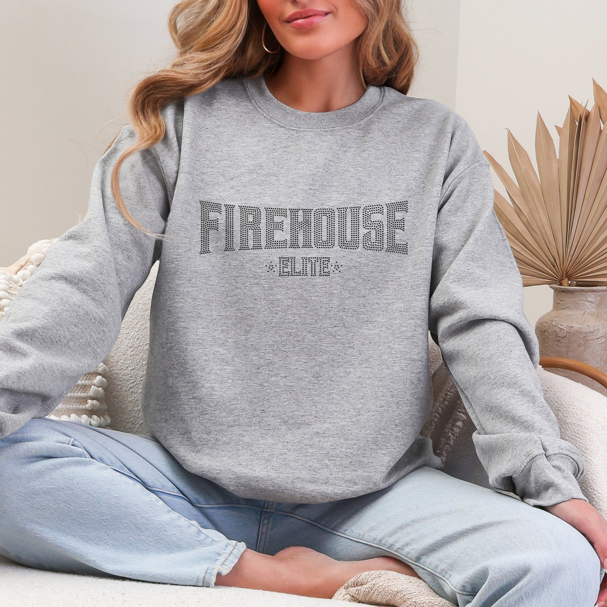 FE Black Rhinestone Logo Crewneck