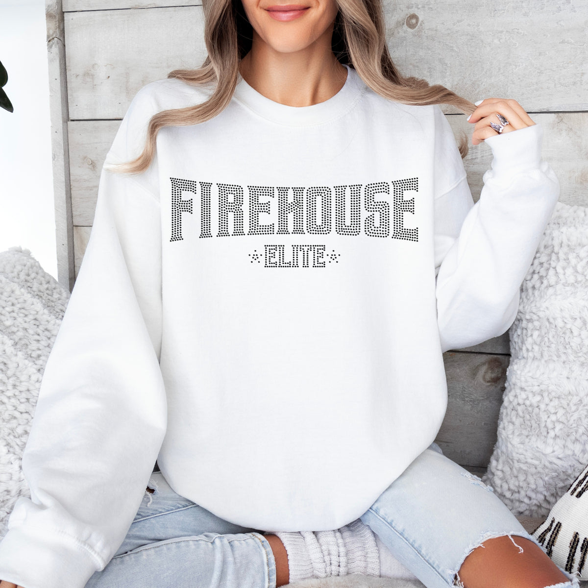 FE Black Rhinestone Logo Crewneck