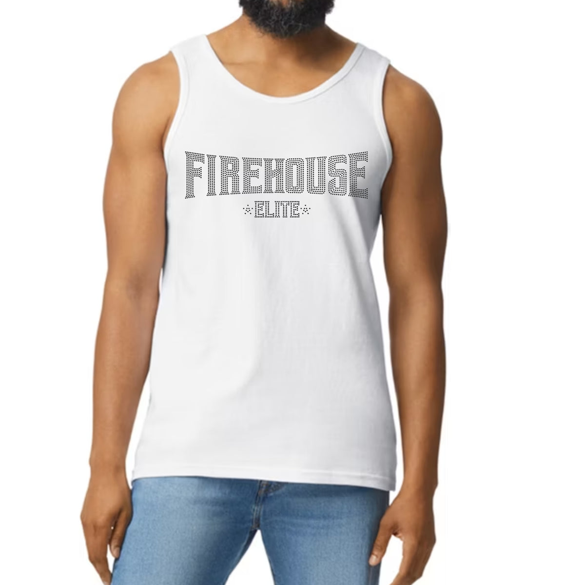 FE Black Rhinestone Logo Tank Top