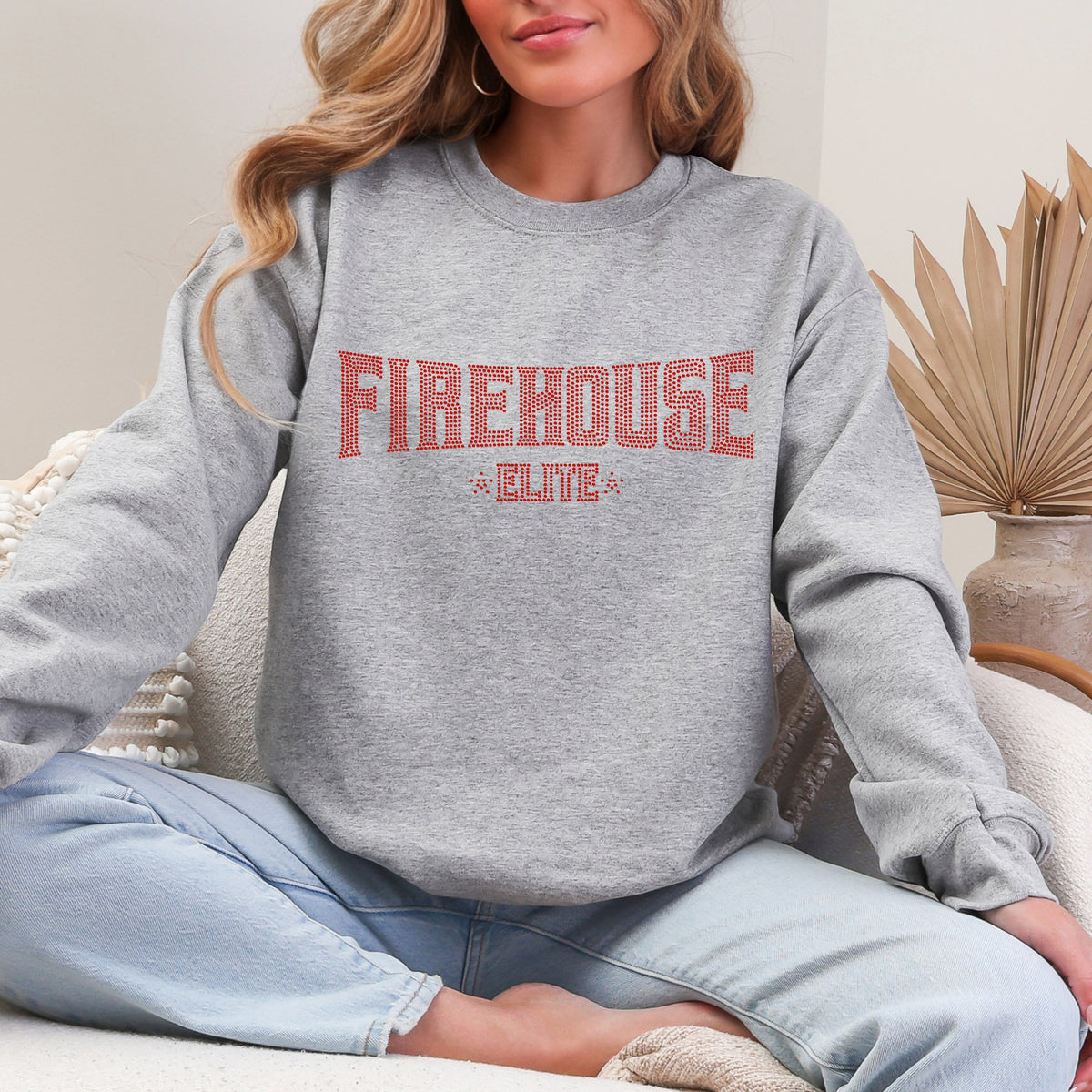 FE Red Rhinestone Logo Crewneck