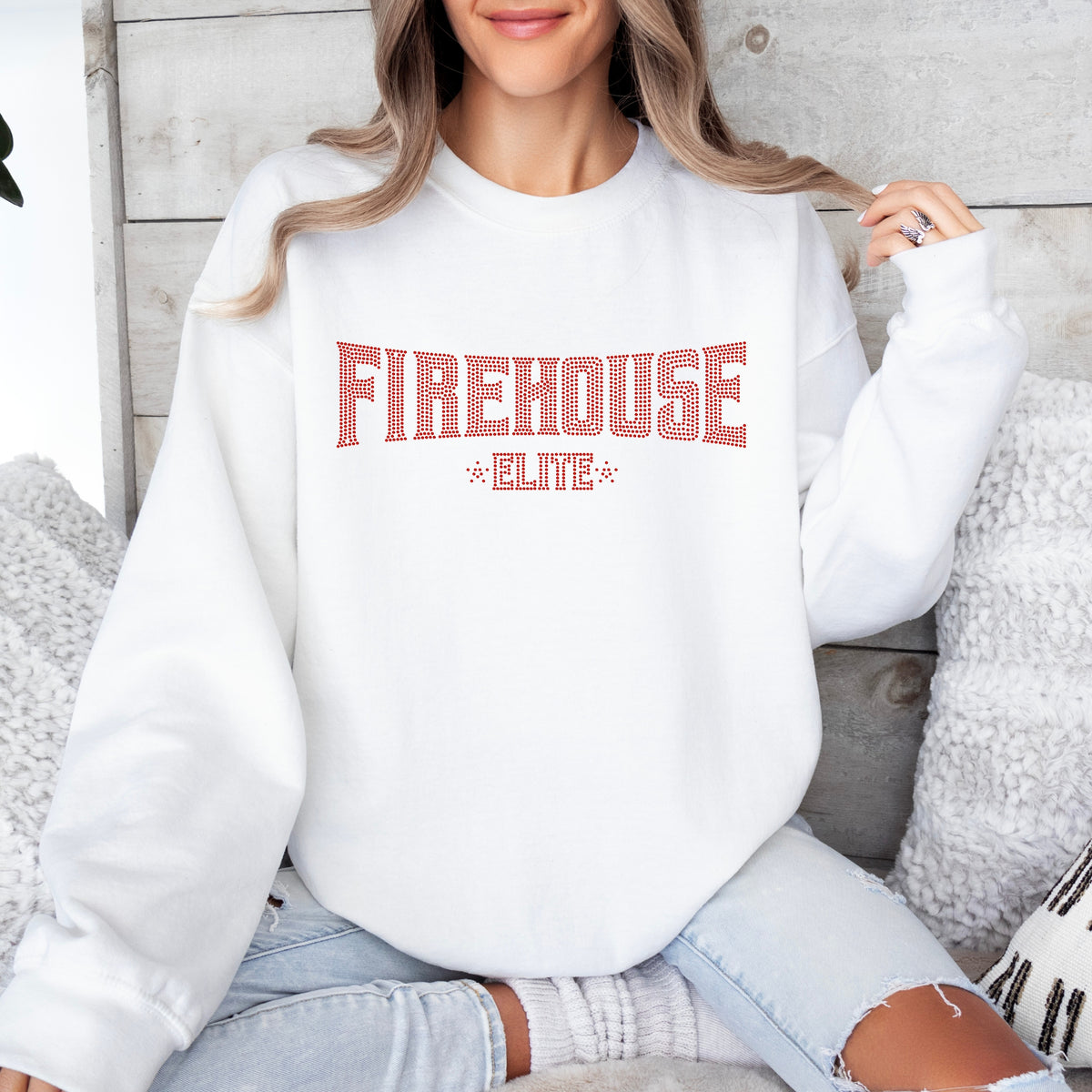 FE Red Rhinestone Logo Crewneck