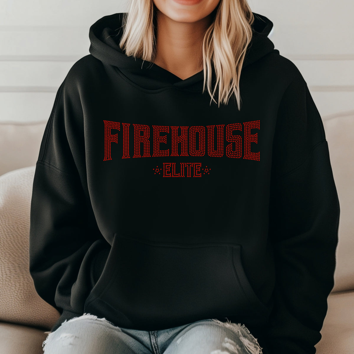 FE Red Rhinestone Logo Hooded Sweatshirt