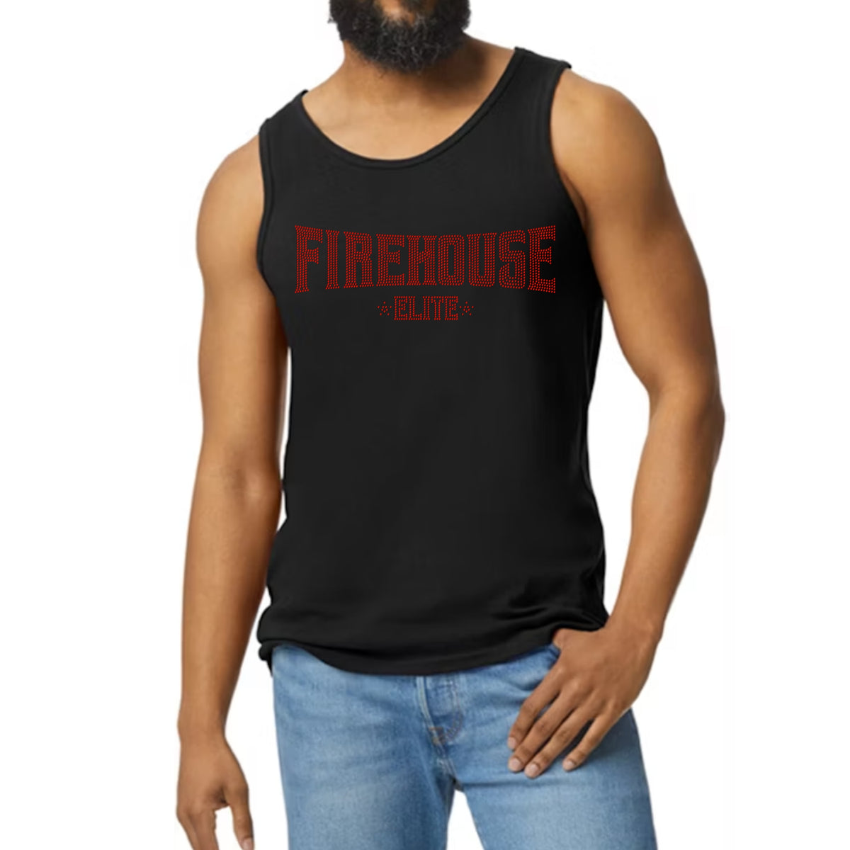 FE Red Rhinestone Logo Tank Top