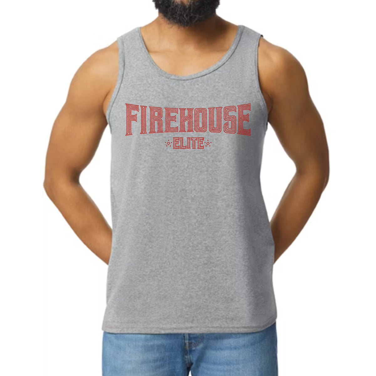 FE Red Rhinestone Logo Tank Top