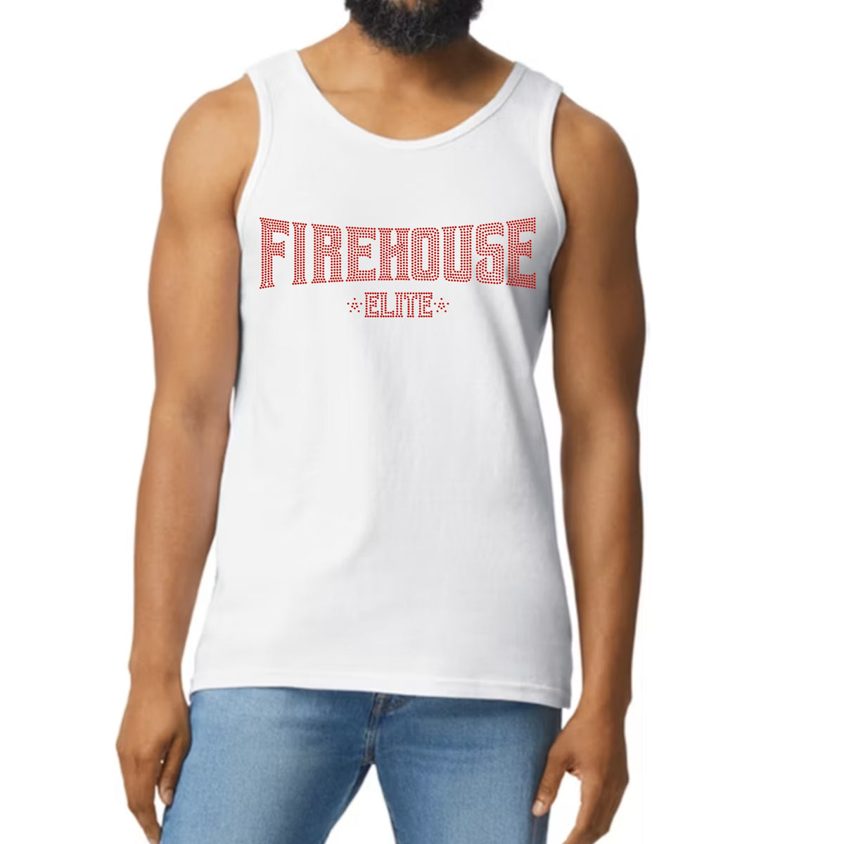 FE Red Rhinestone Logo Tank Top