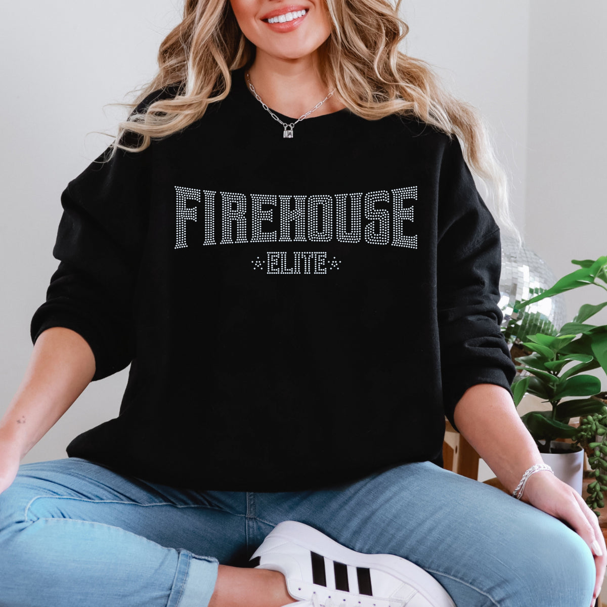 FE Silver Rhinestone Logo Crewneck