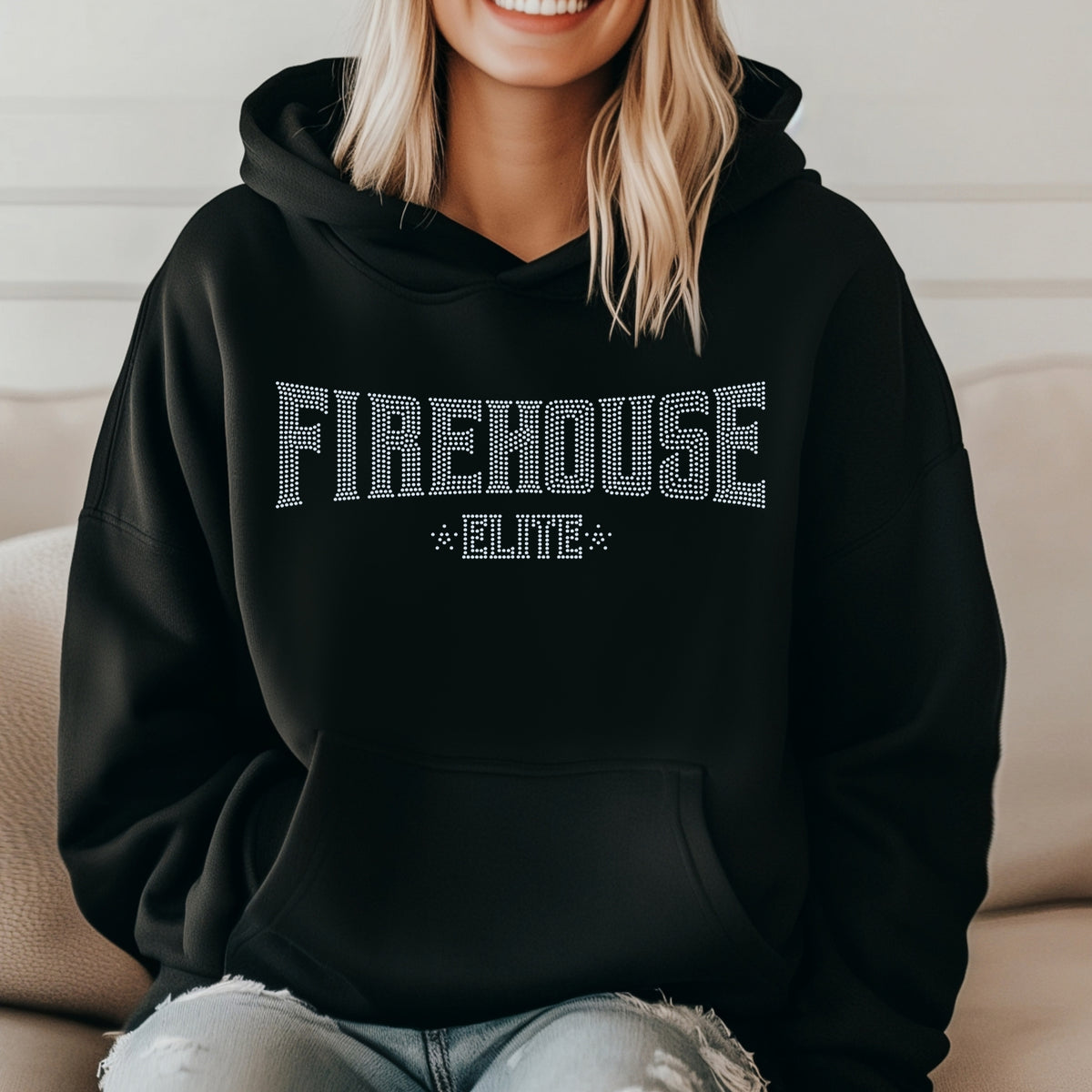 FE Silver Rhinestone Logo Hooded Sweatshirt