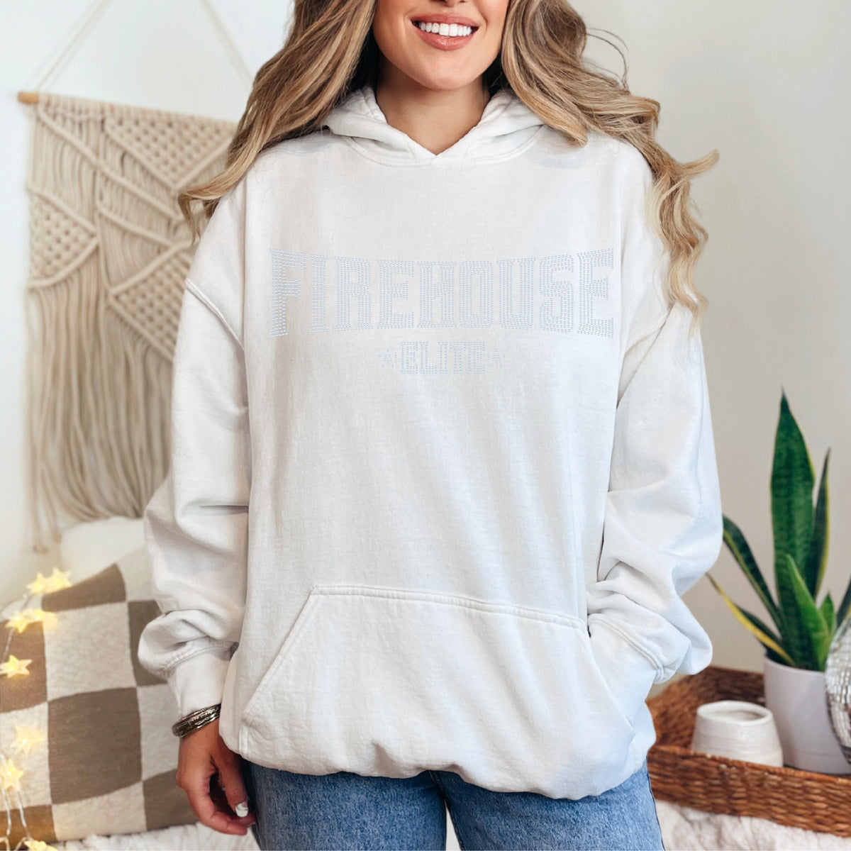 FE Silver Rhinestone Logo Hooded Sweatshirt