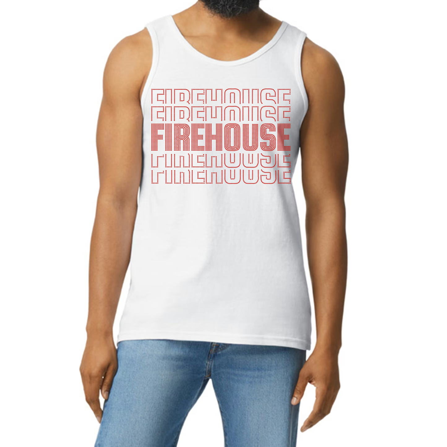 Stacked Firehouse Rhinestone - Red
