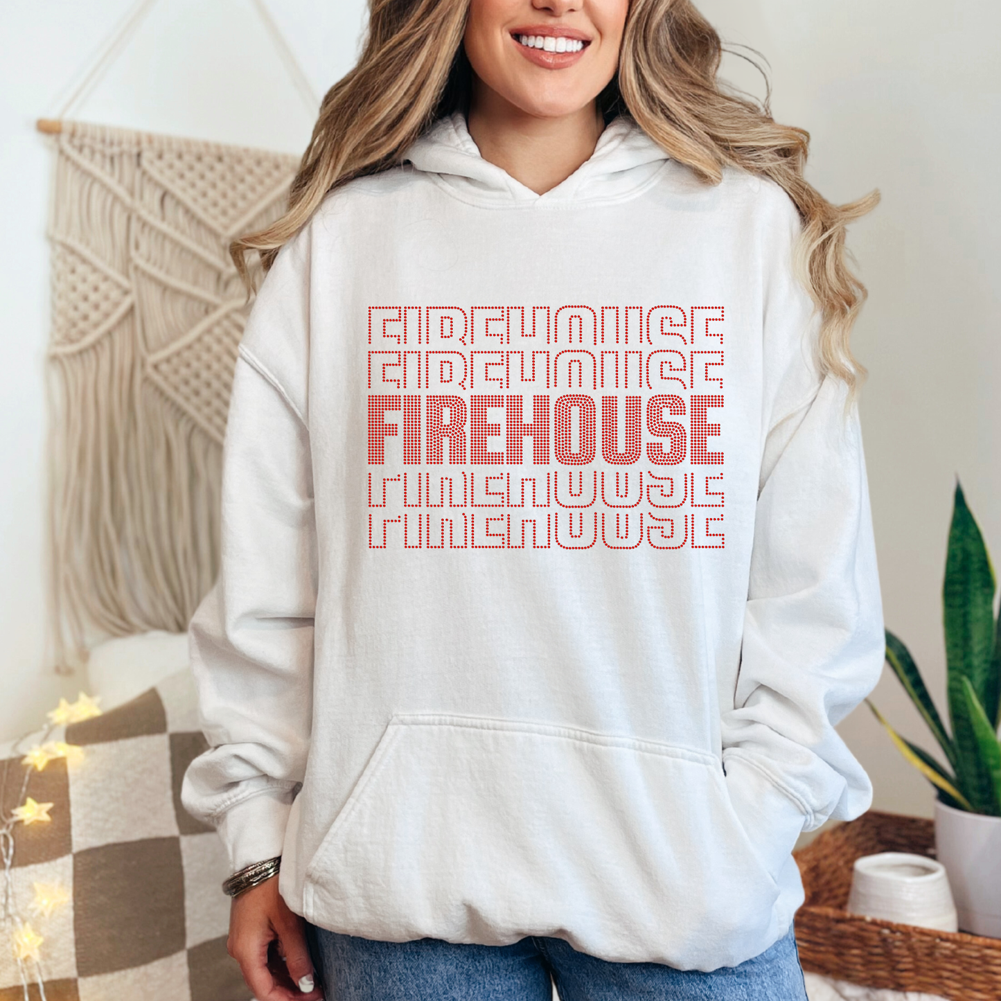 Stacked Firehouse Rhinestone - Red