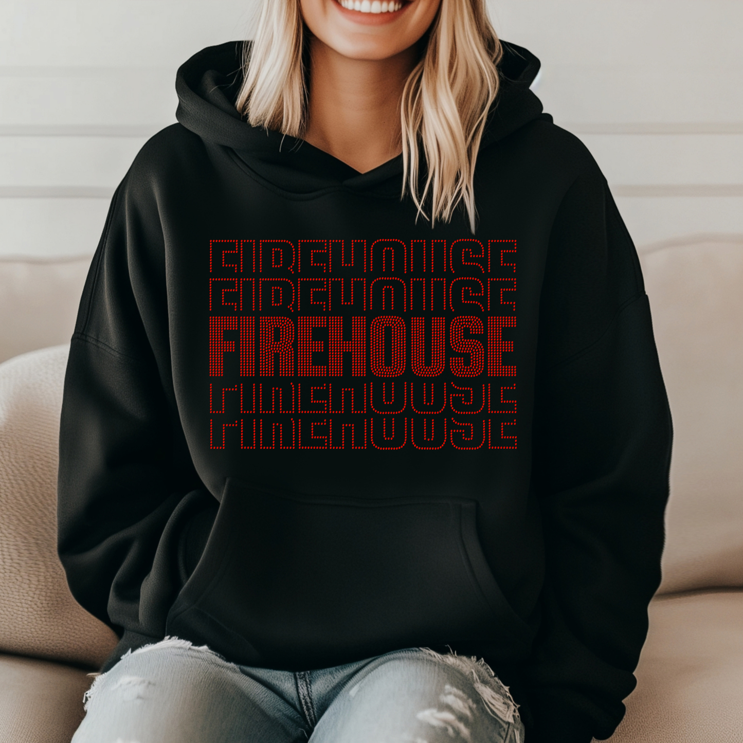Stacked Firehouse Rhinestone - Red