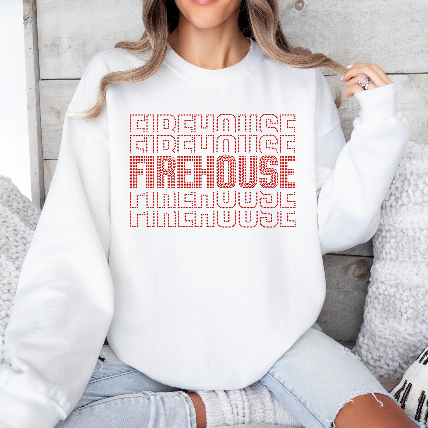 Stacked Firehouse Rhinestone - Red